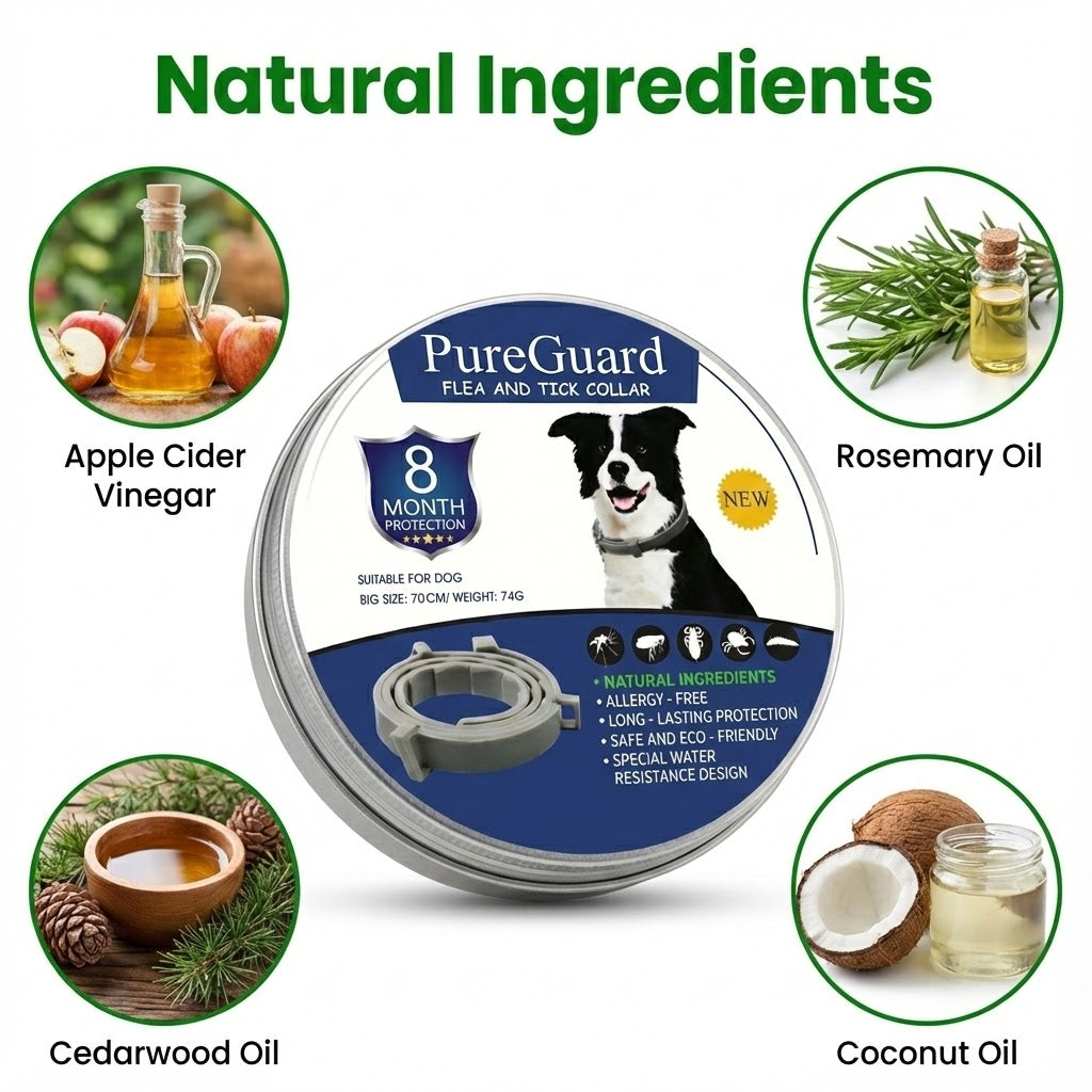 PureGuard™ - 08 Months Natural Flea and Tick Collar for Dogs